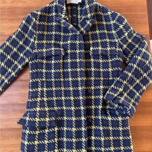Marni Purple & Yellow Plaid Wool Women's Coat